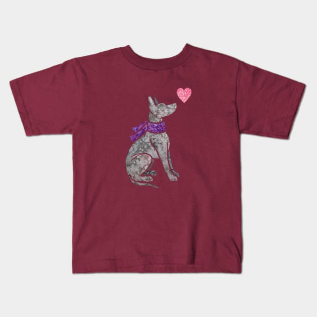 Xoloitzcuintle (Mexican Hairless Dog) Kids T-Shirt by animalartbyjess